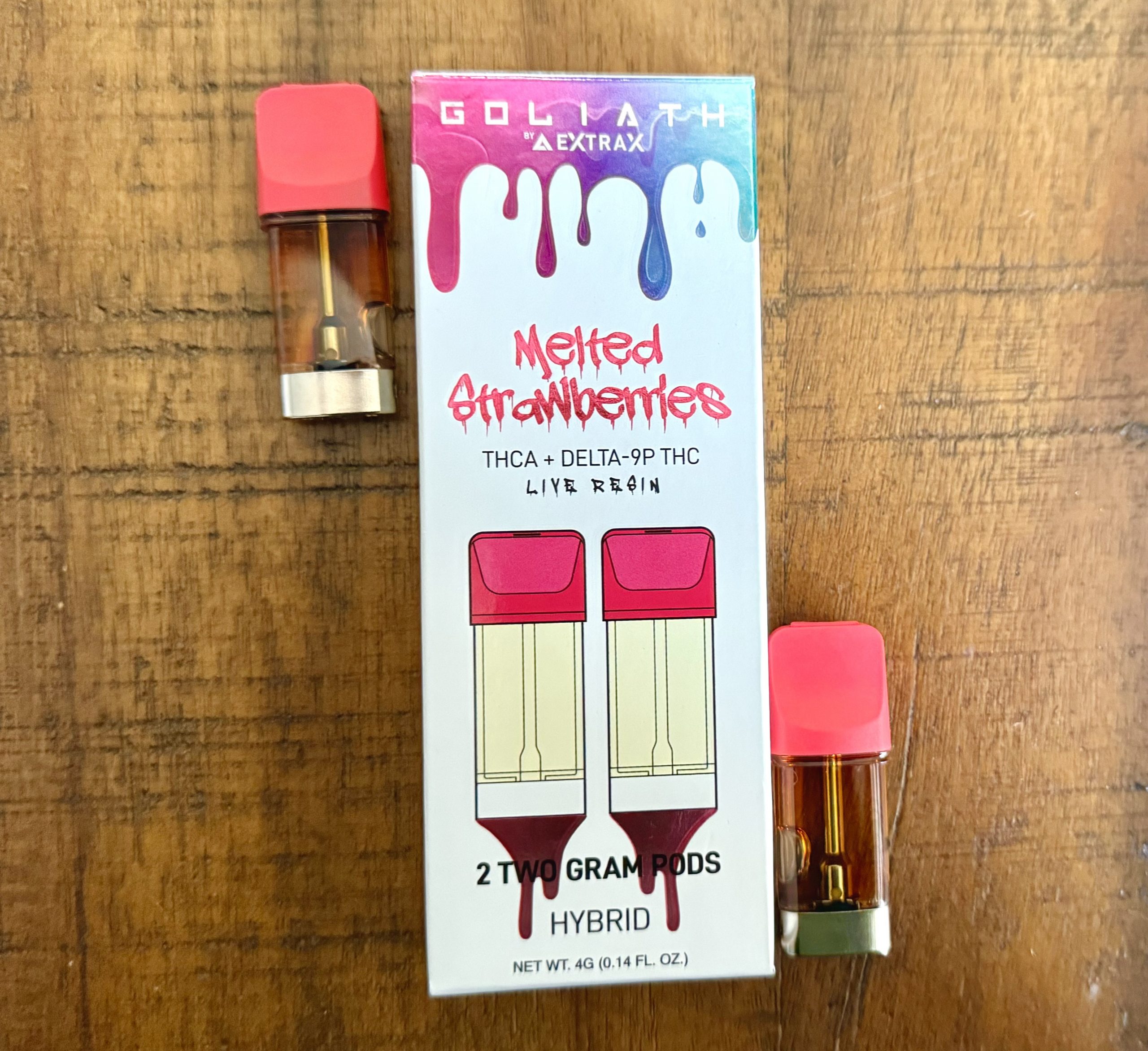 Delta Extrax Melted Strawberries THCA + Delta 9P two gram pods cover photo