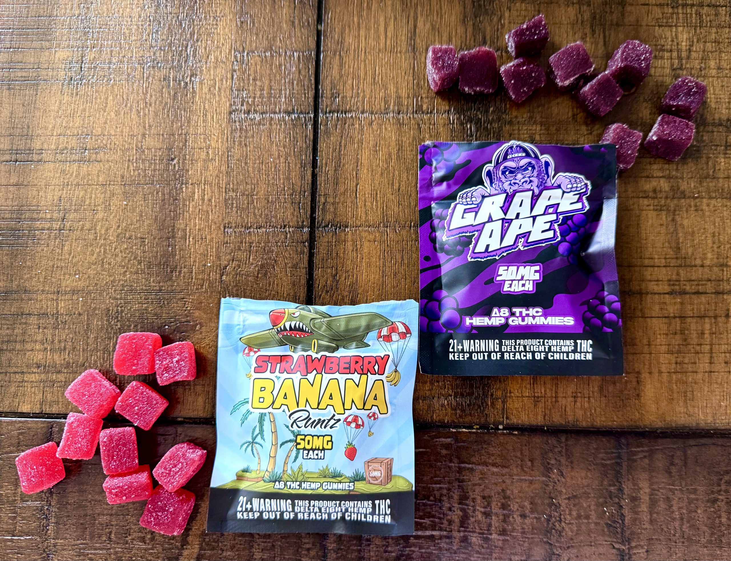 Duffle Bag Boyz Strawberry Banana & Grape Ape Delta 8 Gummies Review cover photo