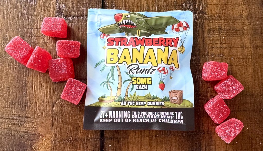 strawberry Banana delta 8 gummies by duffle bag boyz