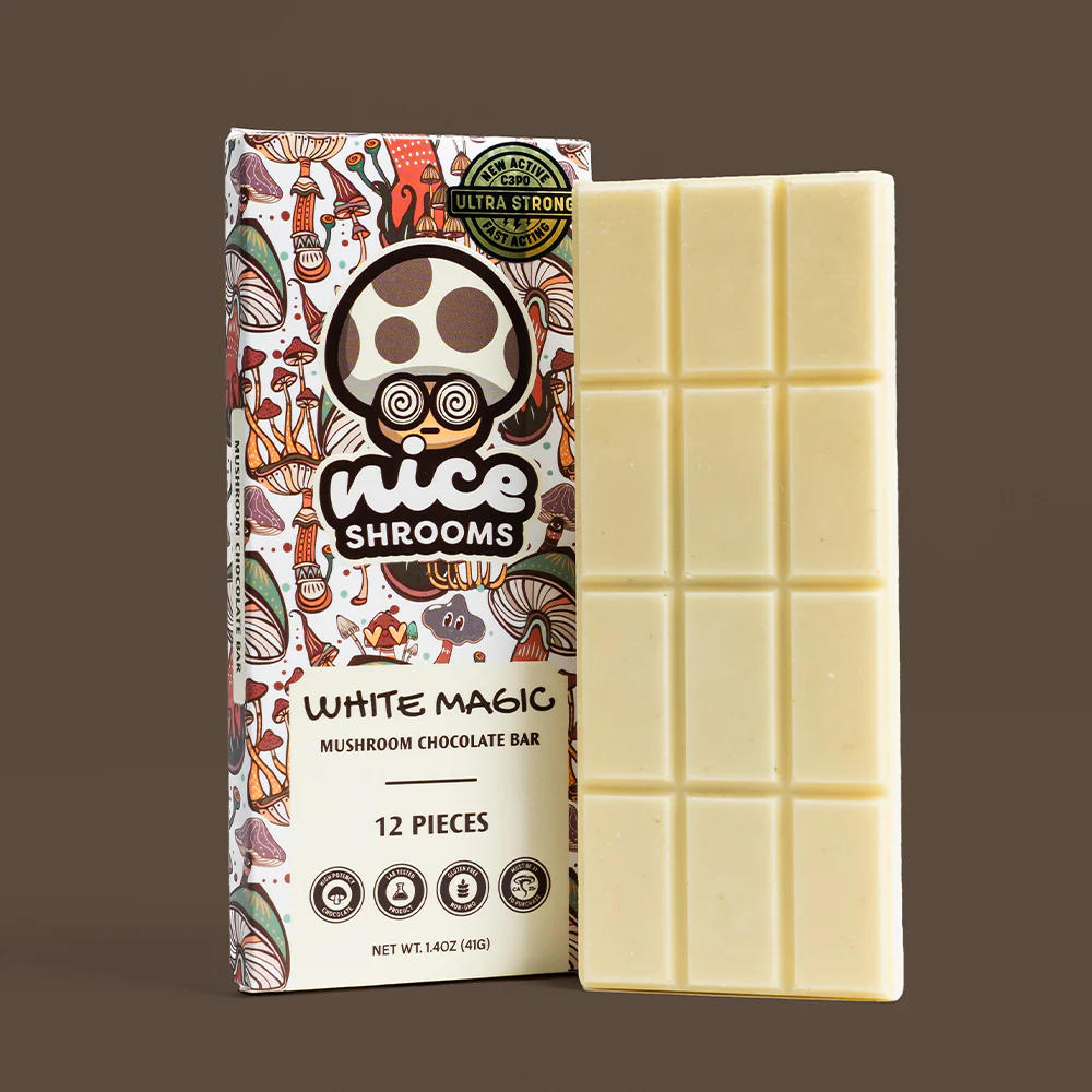 One of Nice Leaf's top quality mushroom chocolates displayed in front of a white background.