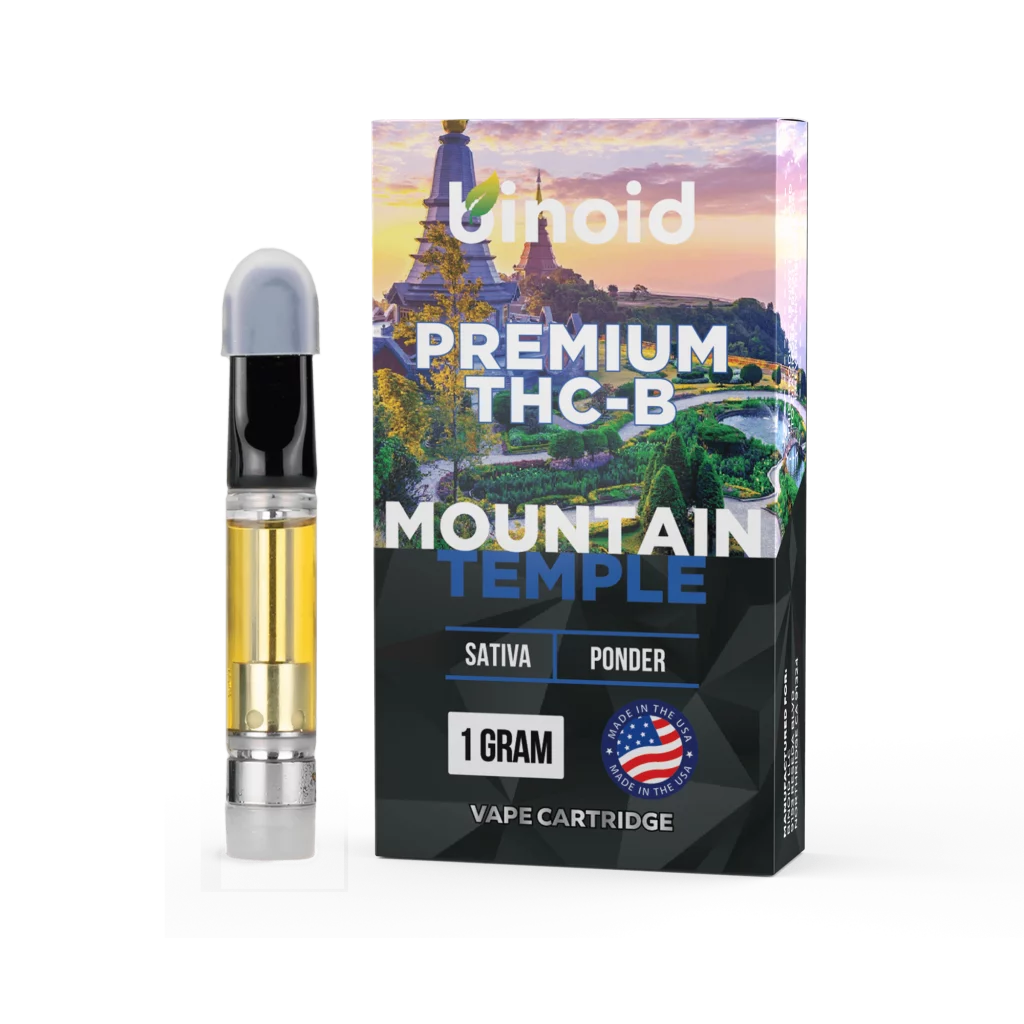 THC B Vape displayed in front of a white background on top of white floor.