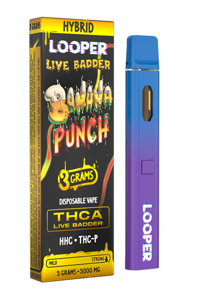 Live Badder 3g Disposable displayed in front of a colorful background.