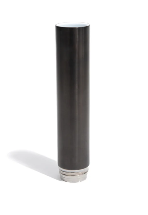 Gunmetal bong displayed in front of a white background.