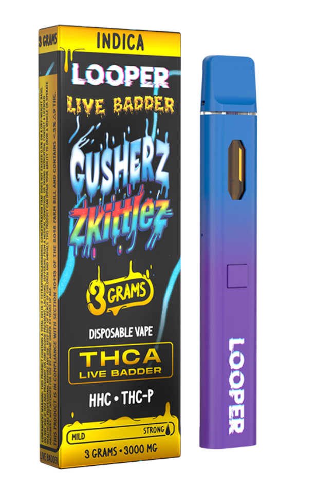 Live Badder 3g Disposable displayed in front of a colorful background.