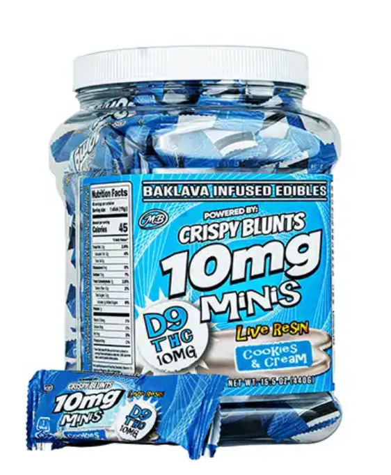 The best crispy blunts shown in front of a colorful background showing the product.