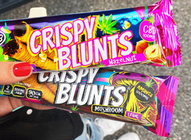 A variety of crispy blunt flavor shown in front of a light background.