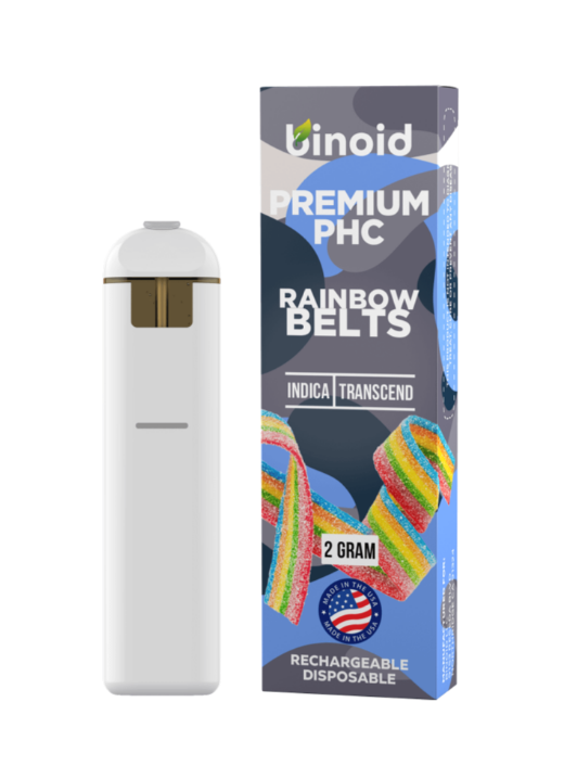 PHC disposable vapes displayed in front of a white background.