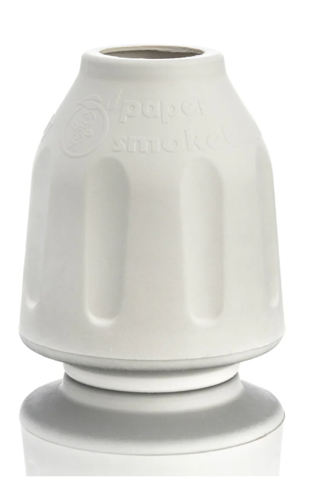 Paper personal smoking filter displayed in front of a white background.