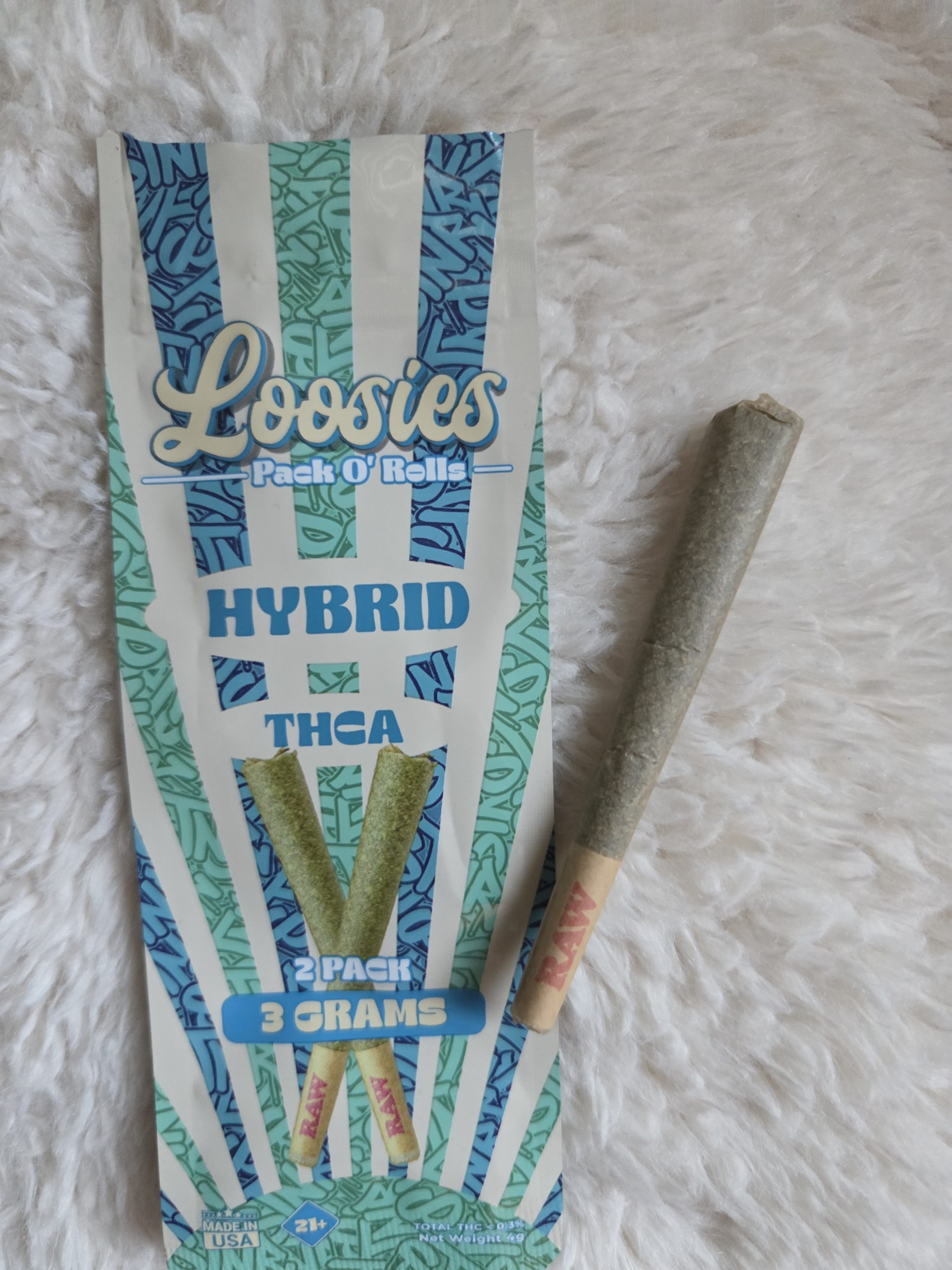 STNR Creations Loosies Pre-Rolls THCA shown in front of a well-lit background.