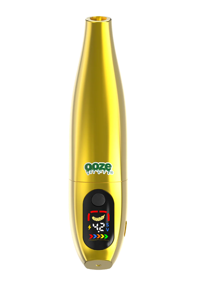 Ooze Peel Banana Battery shown in front of a plain background with Gold finish.
