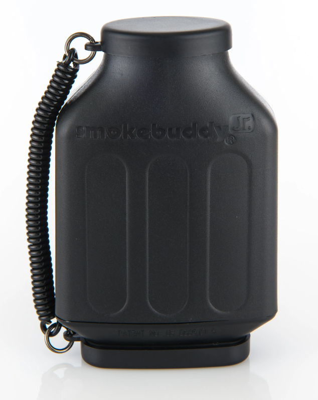 Smoke air filter tips showing a black smokebuddy in front of a white background.