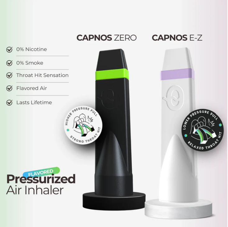 Vaping replacement displayed in front of a colorful background.