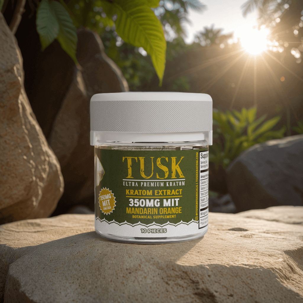 The Best Kratom Extract Gummies displayed in front of a good-looking background.