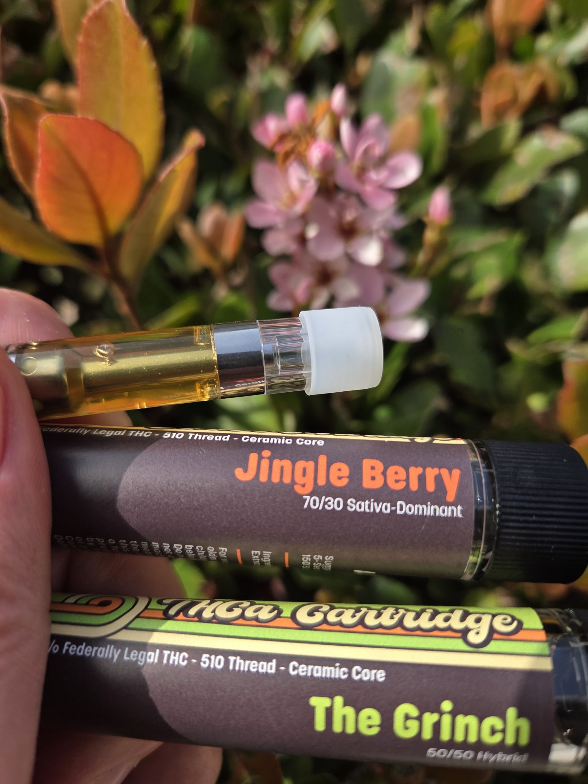 10DC Limited Release Delta-8 Cartridges - 1mL being presented and shown in a nice looking background.