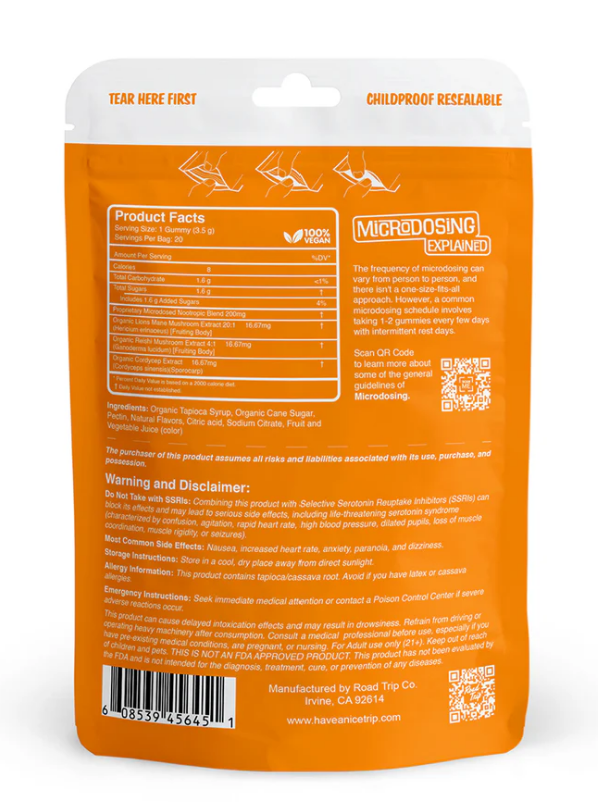 Gummies for focusing displayed in front of a white background.