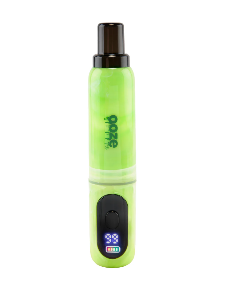 Ooze Hivo - 400 mAh Conceal Battery- Green displayed in front of a colorful background.