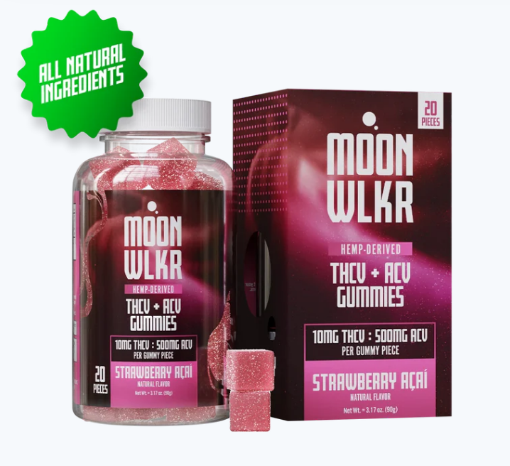 THCV gummies displayed in front of a really good looking background.