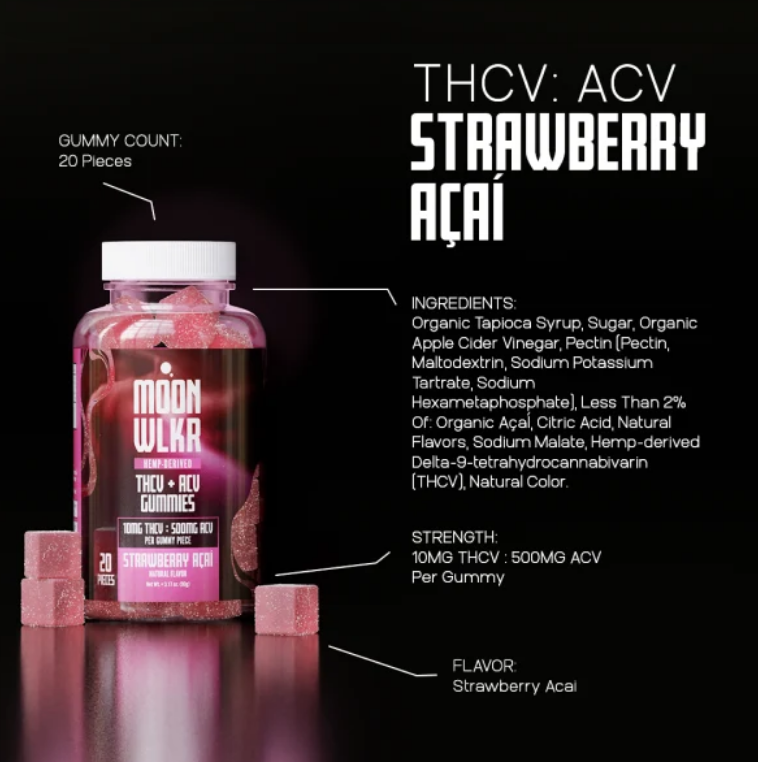 THCV gummies displayed in front of a really good looking background.