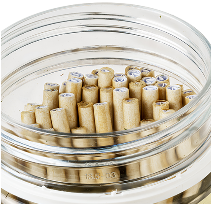 Hybrid strains products displayed in front of a white background.