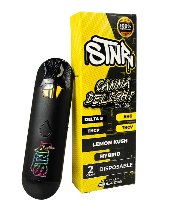 Hybrid strains products displayed in front of a white background.