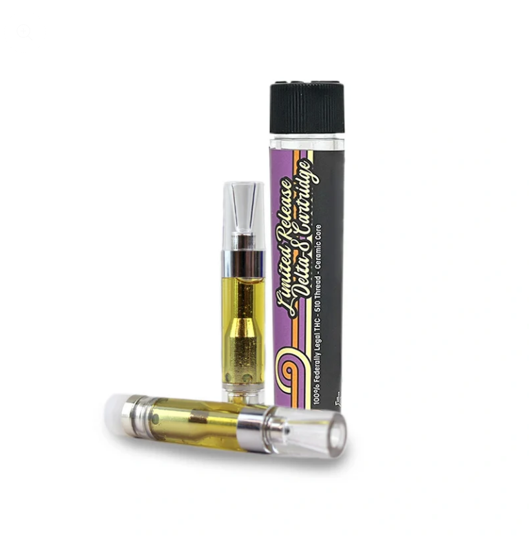 10DC Limited Release Delta-8 Cartridges - 1mL being presented and shown in a nice looking background.