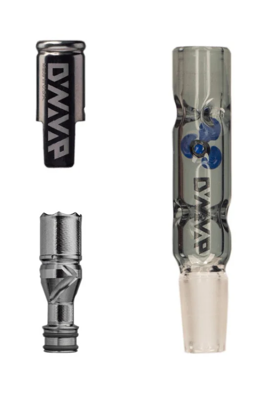 Glass dry herb vaporizer displayed in front of a white background.