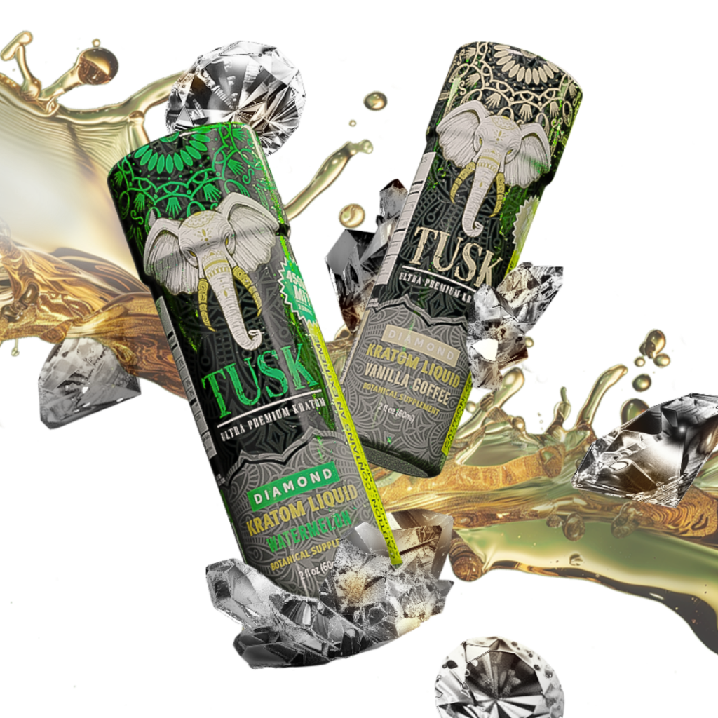 Banner showing what are kratom extract liquid shots with a two packs of liquid shots being displayed with liquid flowing through diagonally.