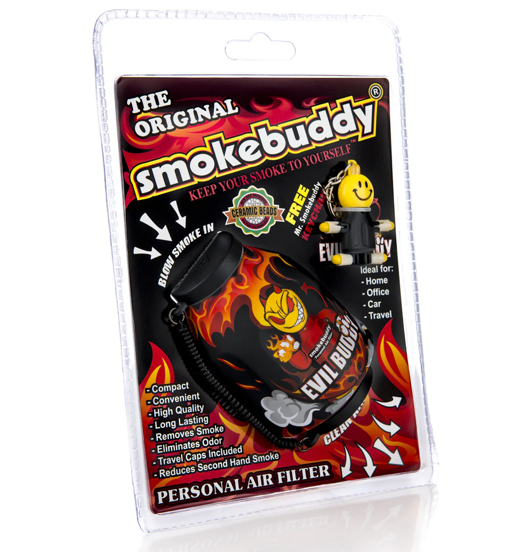 Secondhand smoke reduction device in the design of a fiery black color from Smokebuddy.