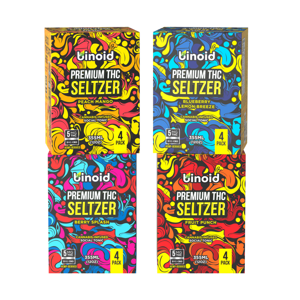 Boxes of the best CBD drinks for 2026 displayed to show the yellow branding of the flavor.