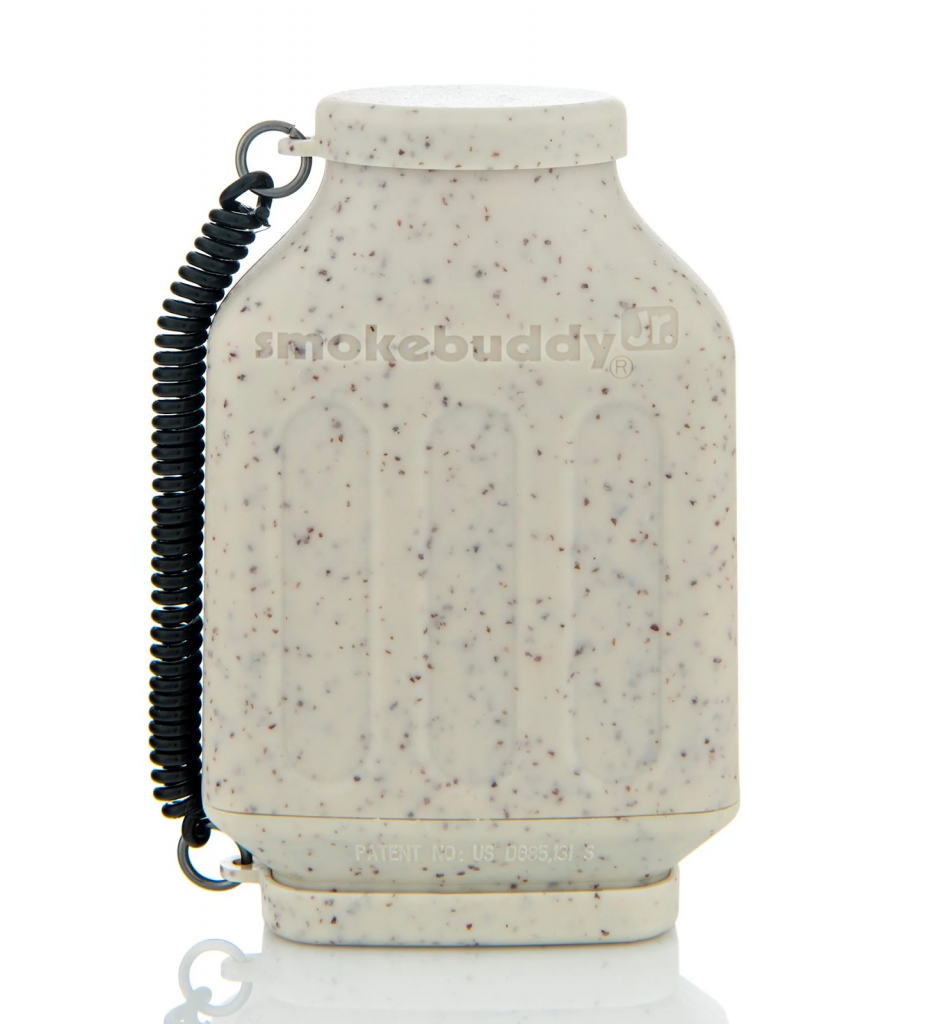 New Smokebuddy product displayed in front of a white background showing personal air filter effectiveness from the packaging to usage.