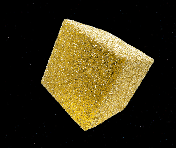 Mango Gelato Gummies piece displayed in front of a black background.
