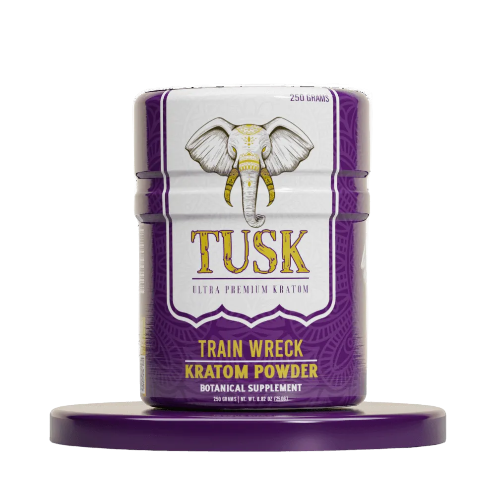 Kratom Extract vs Leaf Powder shown through these Tusk Kratom products displayed in front of a white background.