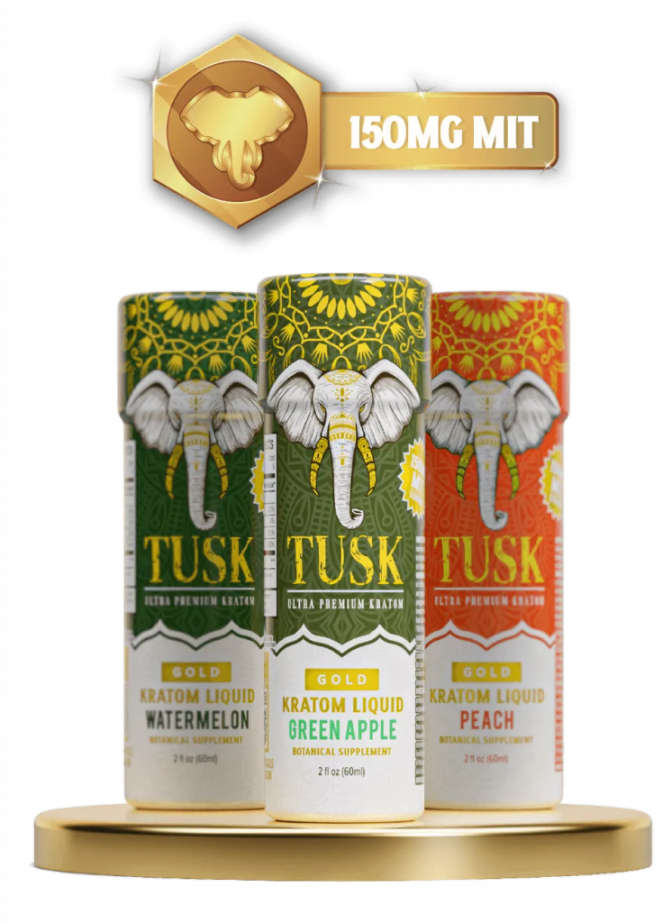 Kratom Extract vs Leaf Powder shown through these Tusk Kratom products displayed in front of a white background.