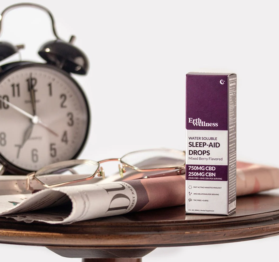 Sleep support supplements by Erth Wellness displayed in front of a white background.