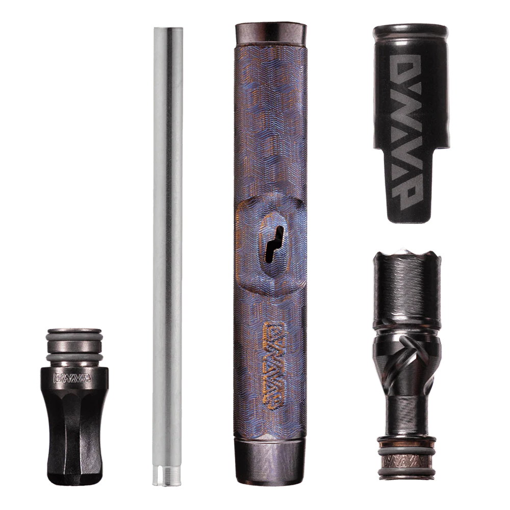 Dynavap M 7 XL stealth parts displayed in front of a white background.
