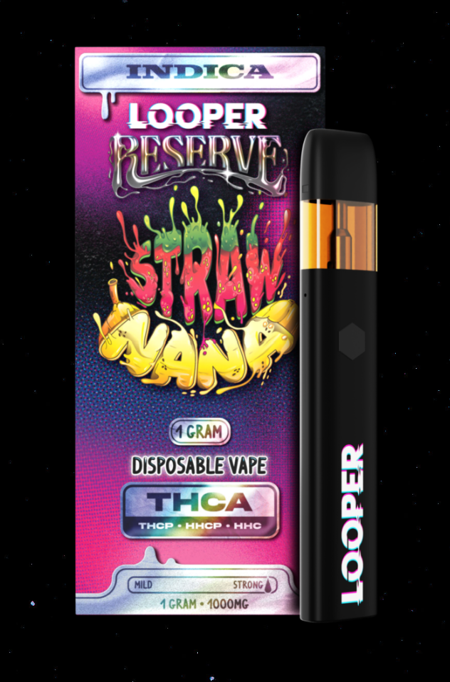 Looper Reserve 1G: Strawnana displayed in front of a dark starry background showing both the device and the box.