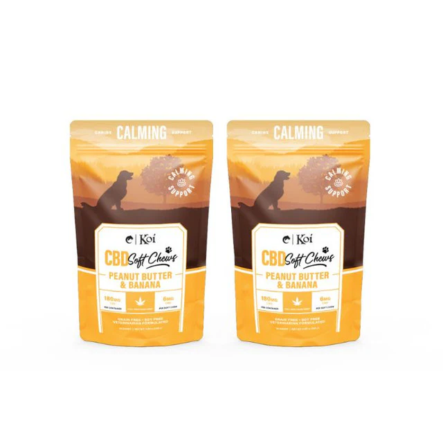CBD for pets from Koi CBD displayed in front of a white background.