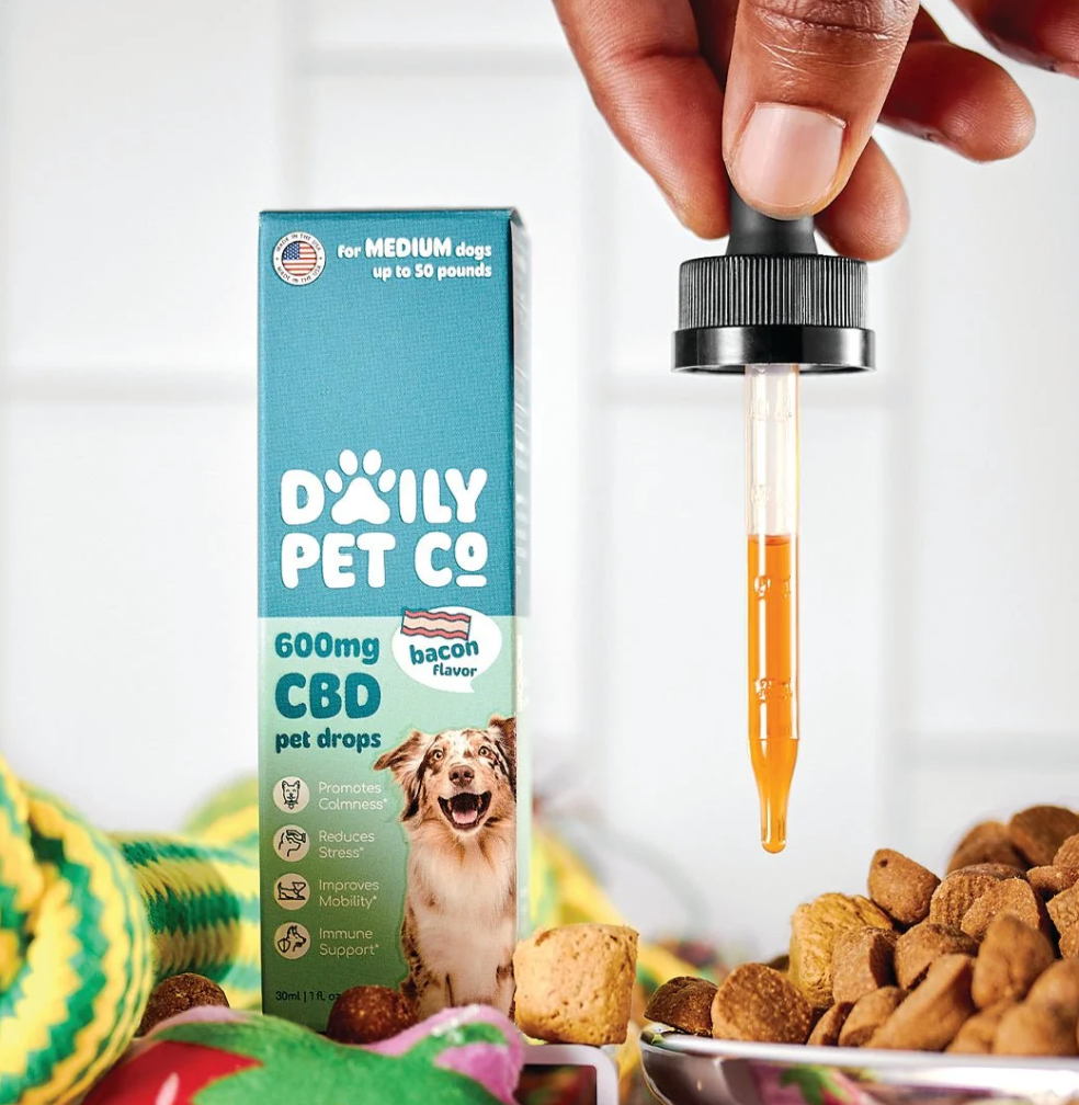 Edibles for Dogs from daily pet co showing the medicine and the dropper.