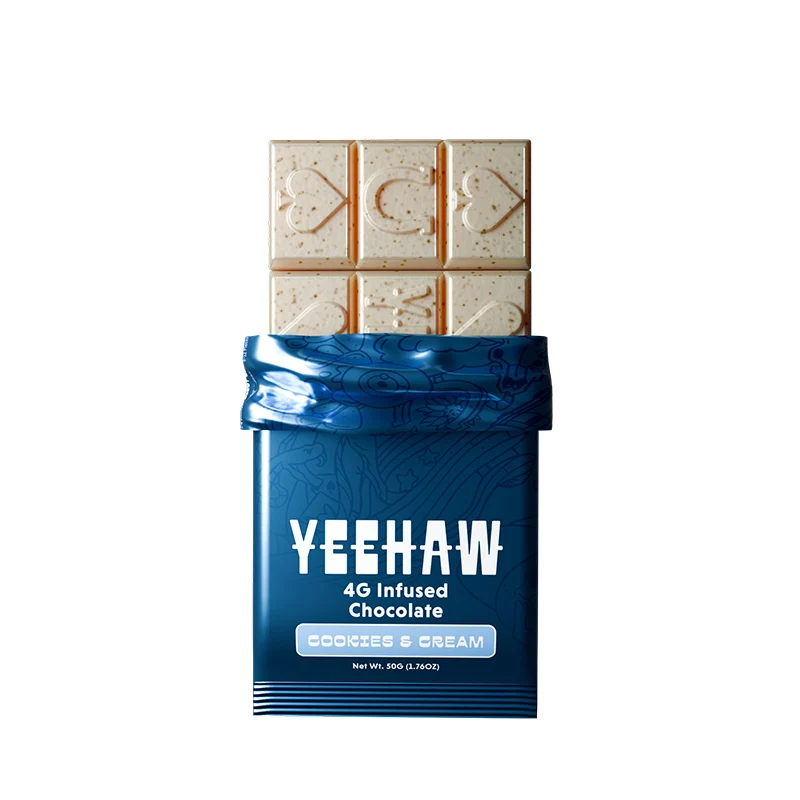 Infused chocolates displayed in front of a white background showing the packaging.
