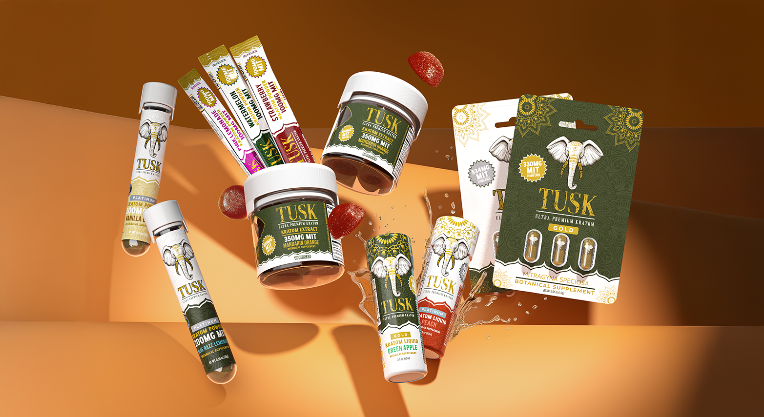 Toss and Wash Kratom products being displayed and shown in their containers.