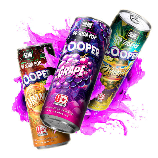Looper D9 soda pop displayed to show the product and the can.